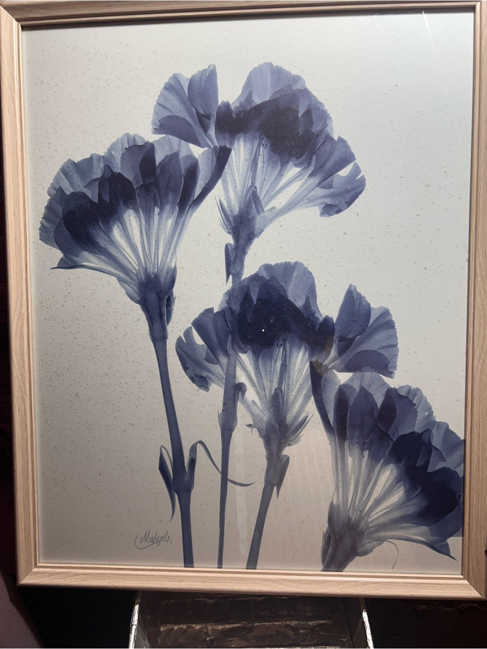 Blue Floral Wall Art Print by (Unknown Brand)